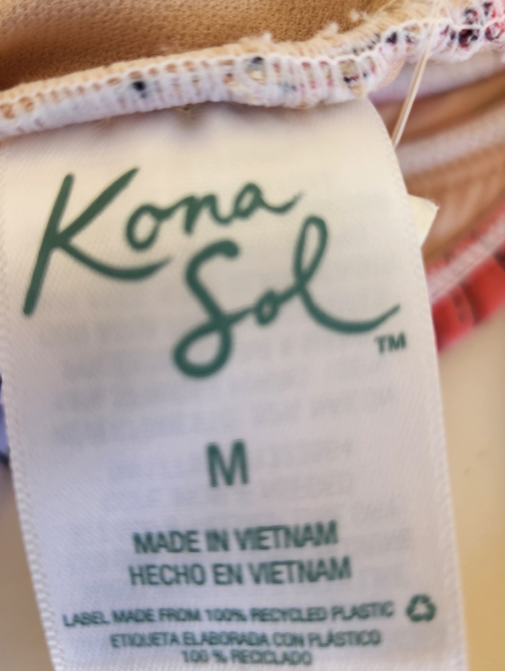Kona Sol Twist Front One-Piece Swimsuit, Pink Coral White, NWT, Size M (8-10) - Picture 5 of 5